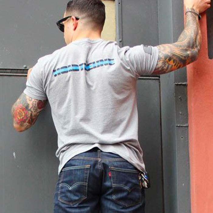 Hold The Line T-Shirt - Gray - Blue Grit