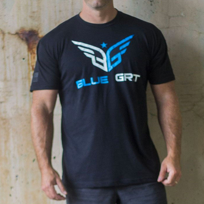 Hold The Line T-Shirt - Black - Blue Grit