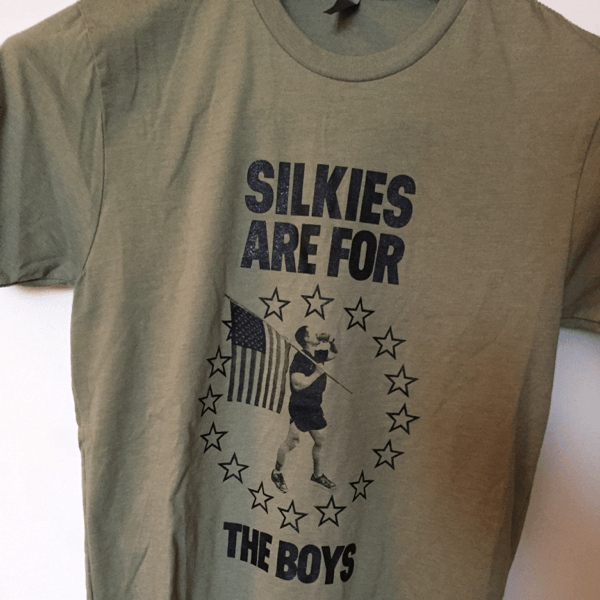"Silkies Are For The Boys" T-shirt - Blue Grit