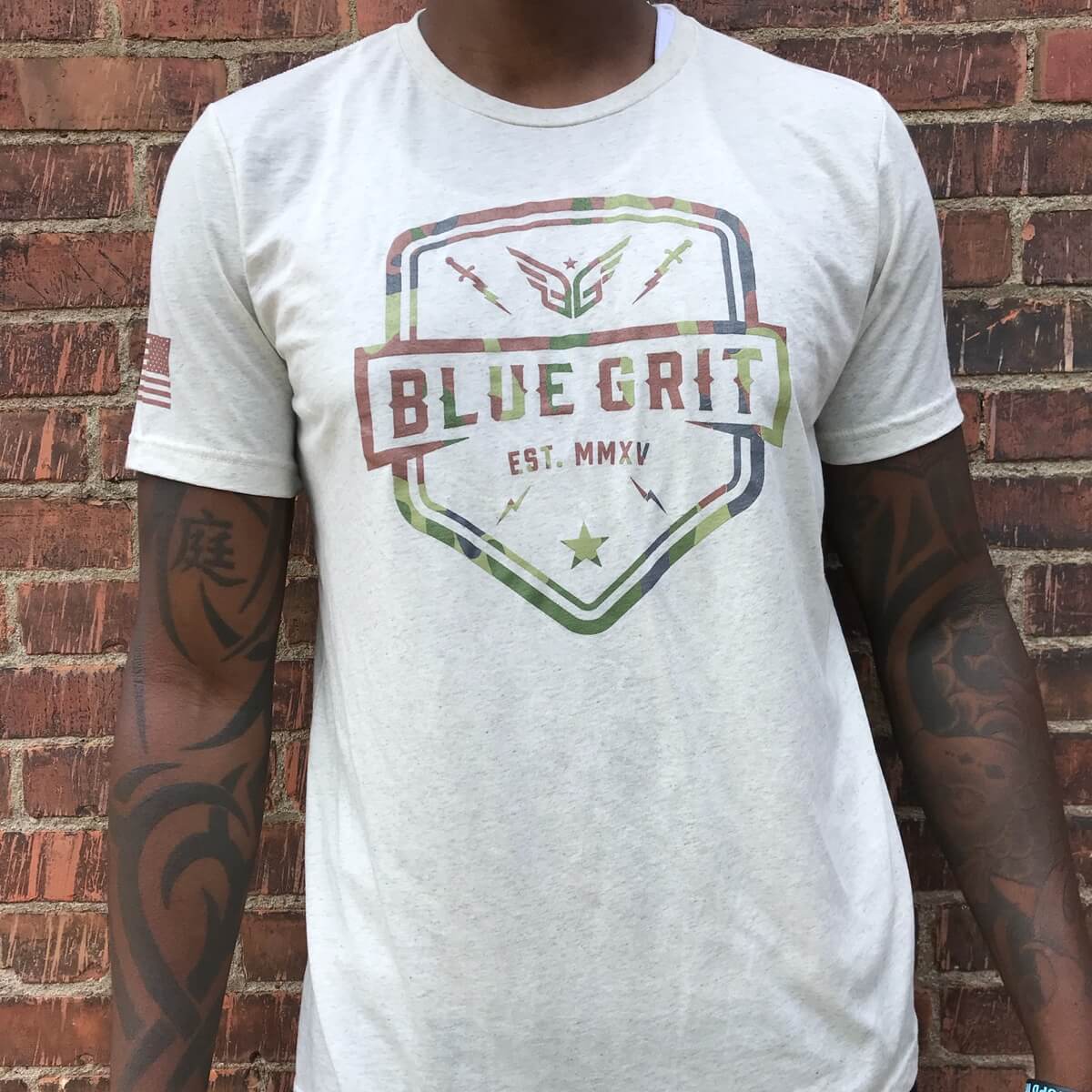 "Angel Of The Night” T-Shirt - Oatmeal tri-blend - Blue Grit