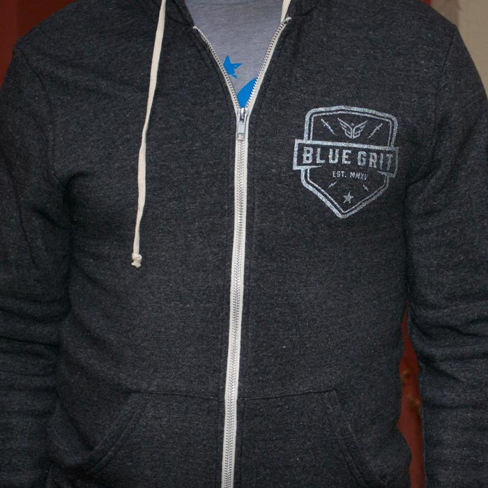 Custom Zip Hoodie - Blue Grit