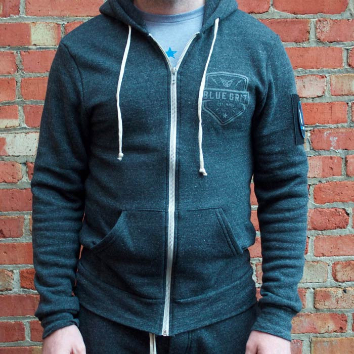 Custom Zip Hoodie - Blue Grit